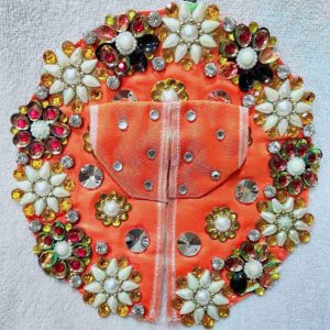 Ladoo Gopal Diamond Poshak with Pearl Work- [size 4] Laddu Gopal  Festive Special- Orange