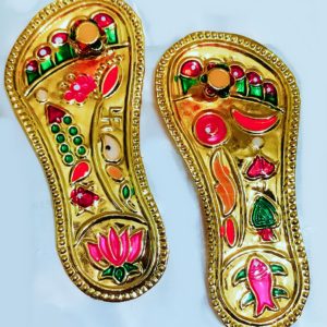 Maa Laxmi Charan Paduka | Metallic Golden Chappal for Laddu Gopal With Shubh Signs