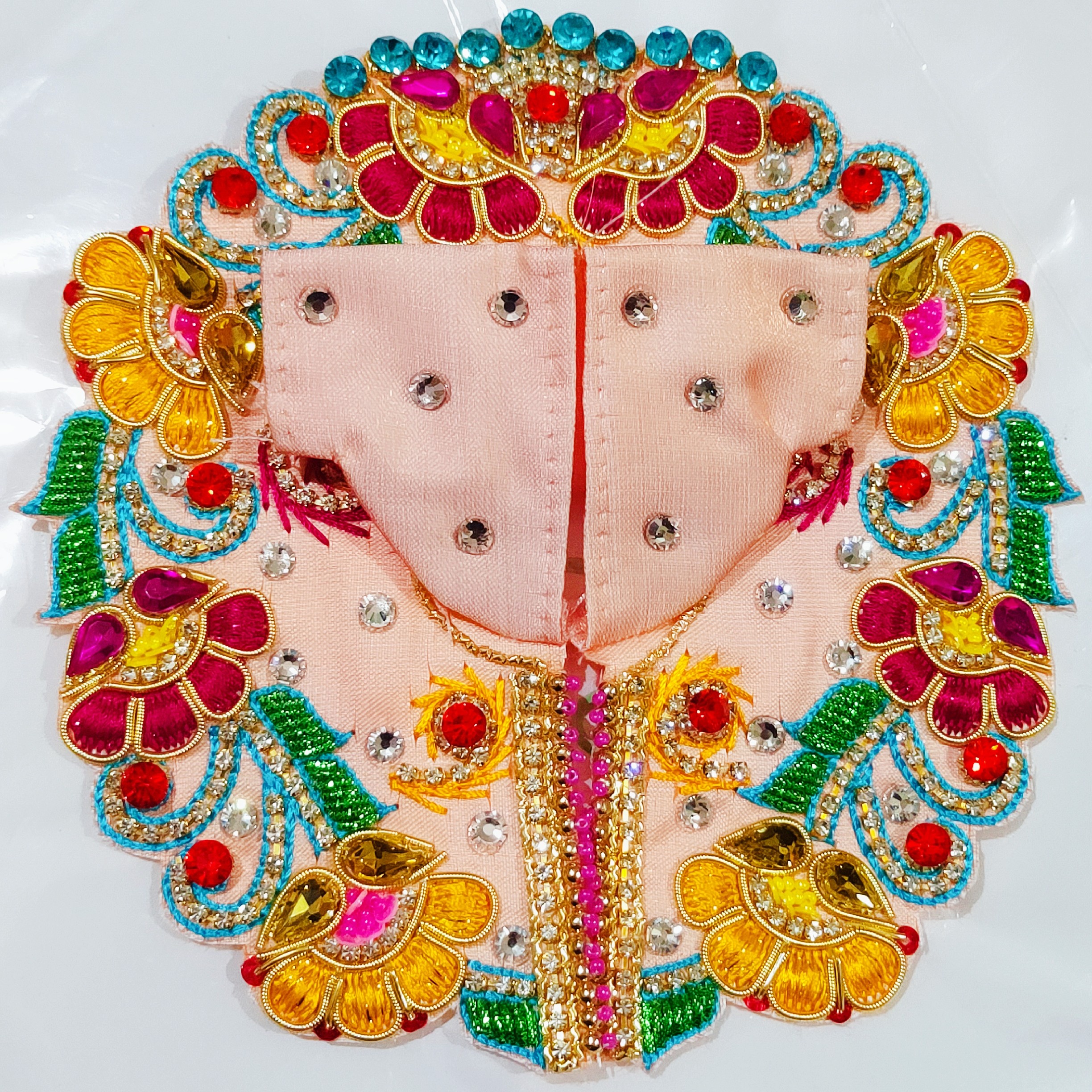 6 inch (3 No.) Kridham Red Heavy Flower Decorated Laddu Gopal Dress, Krishna  Dress, Kanha Dress with Pagdi