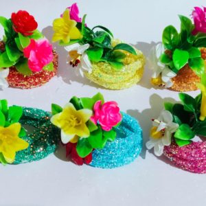 Colorful Flower Pagdi With Free Hair Wig - Holi & Basant Panchmi SPECIAL For Laddu Gopal