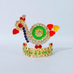 Peacock Rhinestone Mukut