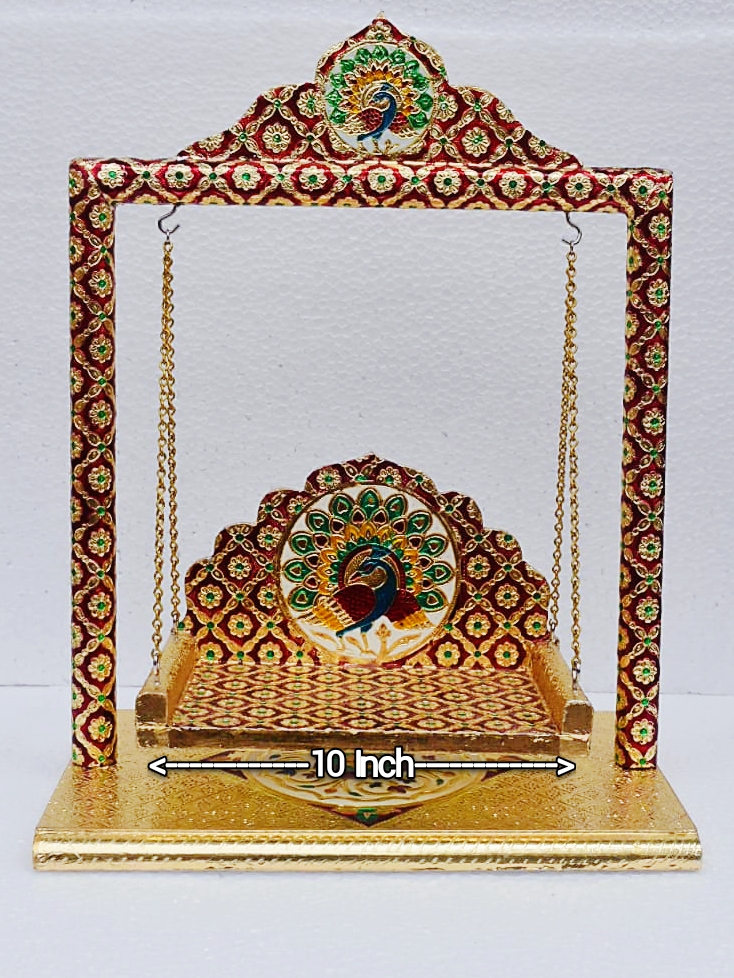 Meenakari Jhula - 10 Inch Seat For Laddu Gopal Size 4, 5, 6, 7 Janmashtmi