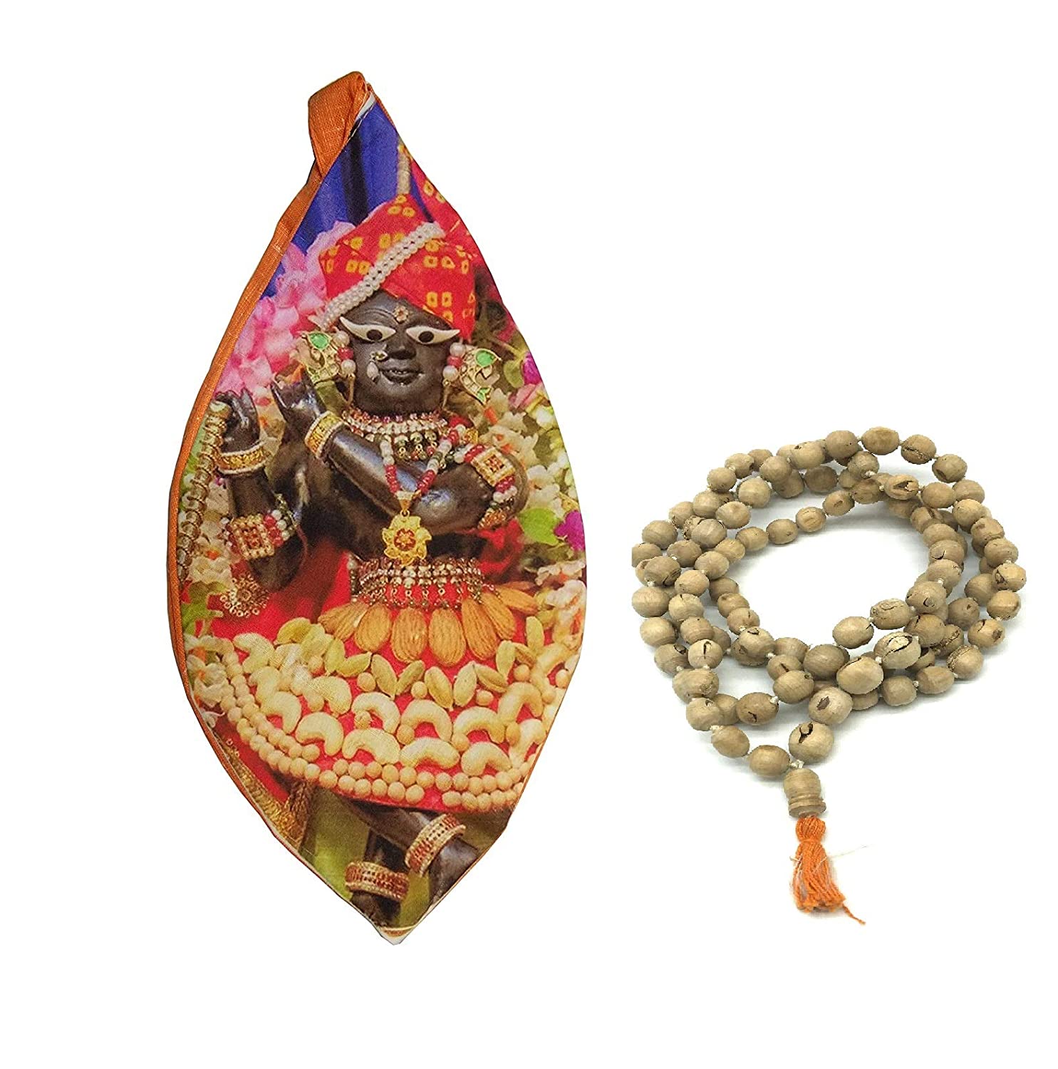 Radha Krishna On Swing Embroided Japa Bead Bag with Maha-Mantra on Back