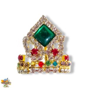 Green Stone Mukut – For Small Laddu Gopal, Radha Krishna & All God Idol 1.5 cm Front Head