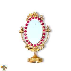 Decorative Metal Mirror With Stand for Laddu Gopal,& Makeup Mirror for Radha Rani [ Random Color ]