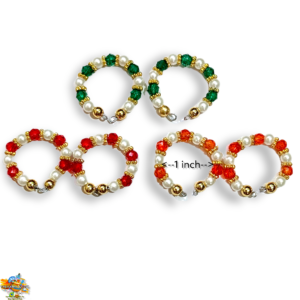 Big Size Moti Bangle - Set of 3 Red,Orange Green Pearl Kada For Laddu Gopal 5.6 no. & Radha Krishna Idol