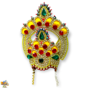 Rajadhiraj Jardosi Mukut - Yellow Red Handwark Mukut For Devi Maa, Laddu Gopal, Ram Sita, Radha Krishna