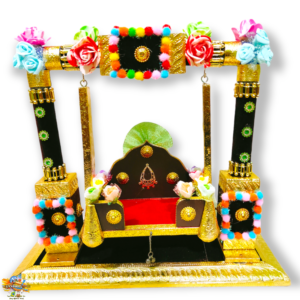 Decorative Flower Jhula - Wooden Swing For Sawan, Teej, Janmastmi Fastival For Laddu Gopal ji & Radha Krishna ji