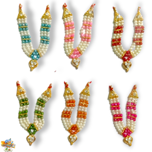 3 Line Pendant Mala - Set of 6 Moti [ Pearl ] Mala In 6 Color For Laddu Gopal & All God Idols of Small to Medium Size