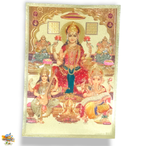 Lakshmi Ganesh Saraswati Poster Sticker For Dhanteras & Diwali Length 12 Inch X Width 8 Inch