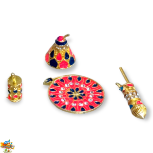 3D Diwali Crackers Toys Set for Laddu Gopal Ji | 4 PC Golden Metal Deepawali Patakhe