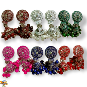 Moti Kundan Tops Earrings Rhinestone Kundal For Radha Krishna And Laddu Gopal ji Idols of Big Size