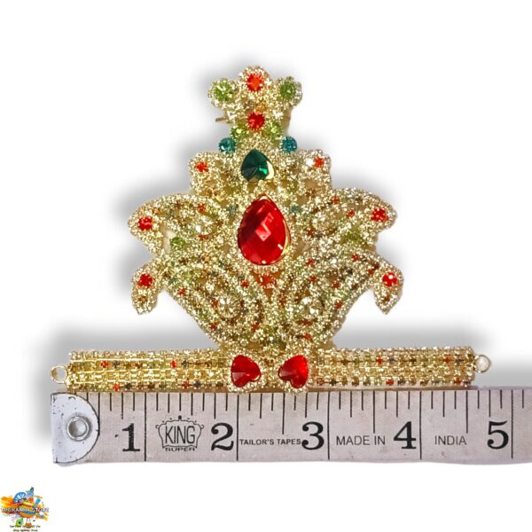 Designer Queen Mukut- Multicolor Rhinestone Mukut For 4.5 Inch Head Width God & Goddess Idol