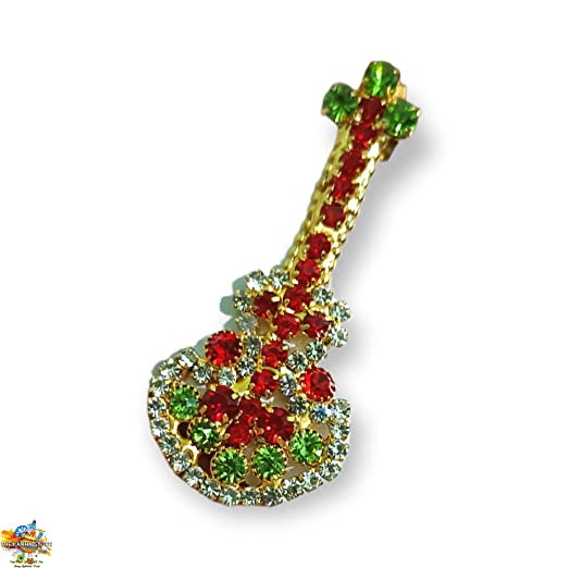 Laddu Gopal Metal Guitar Toy - Small Multicolor Diamond Studded Khilona for Bal Gopal, Radha Krishna Play