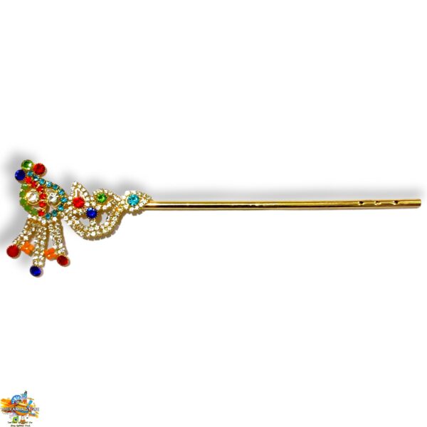 Rhinestone Bansuri Metal Flute {Golden Color] for Big Size Laddu Gopal ji and Krishna God Idols