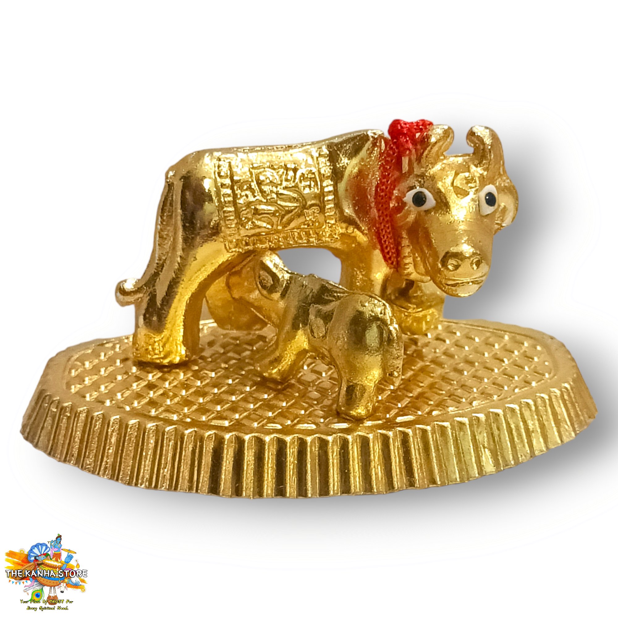 Golden Metal Cow Showpiece - Small Laddu Gopal Toy For Gifting , Inauguration, Birthday, etc.