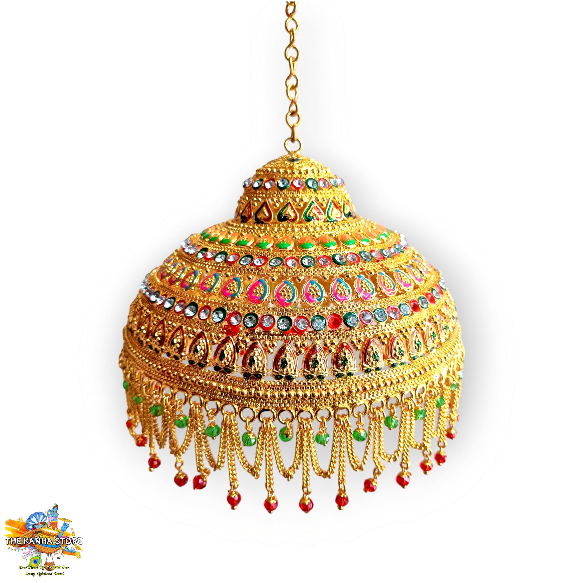 Big Size Chatra For Temple Room- Royal Golden Metal Canopy For Puja Mandir