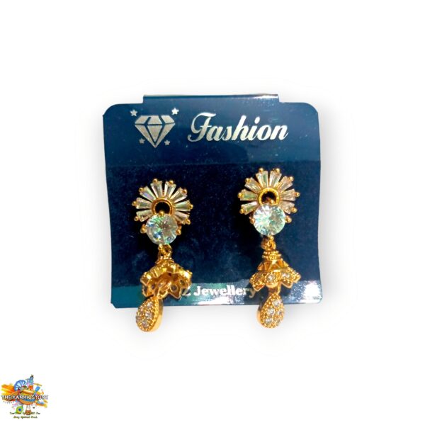 Kundan AD Jhumki Earrings- CZ Jewelry For Big Size Radha Krishna, Laddu Gopal & Self Use