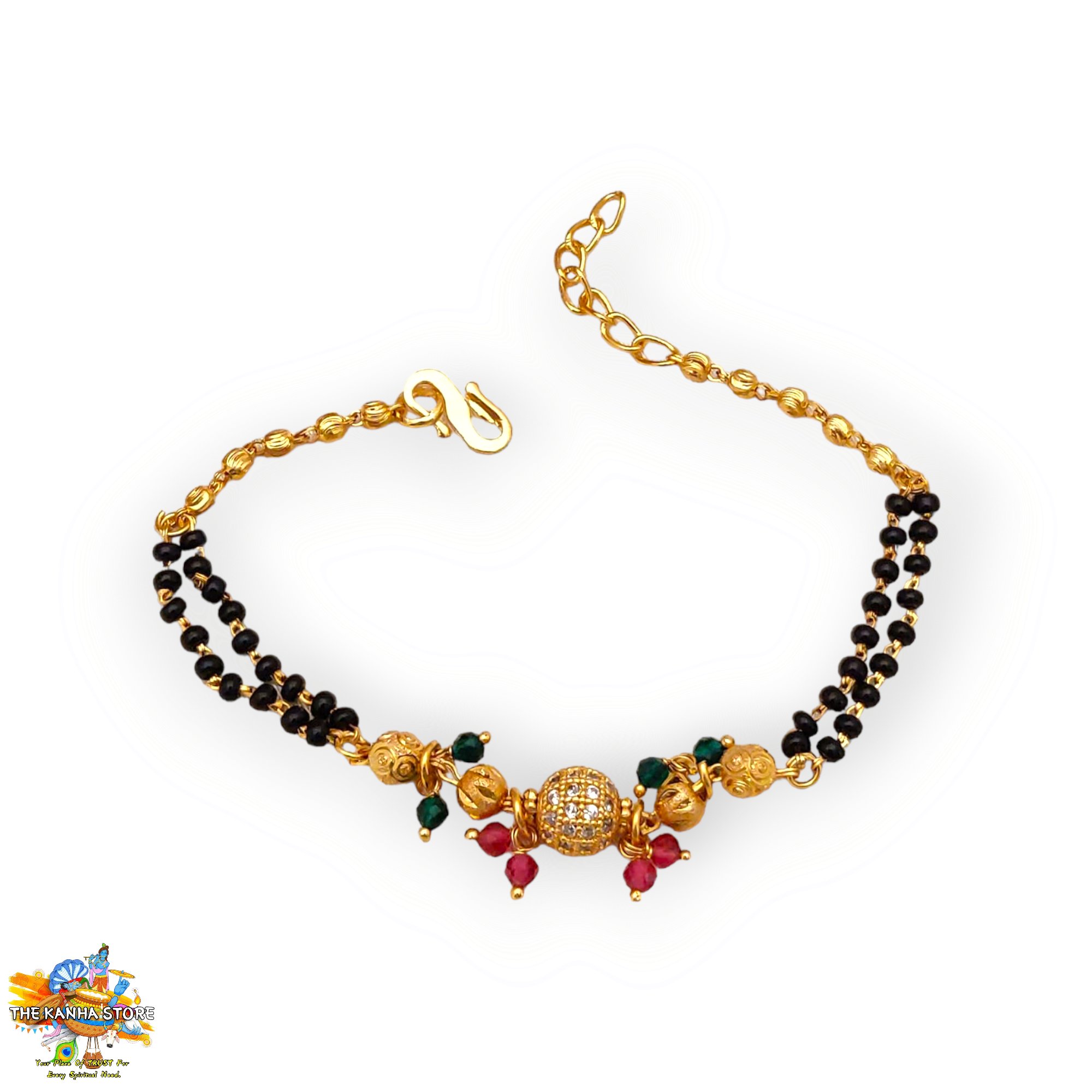 Showroom of Gold ms black moti delicate ledies bracelet | Jewelxy - 87531