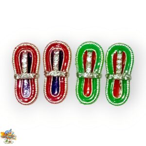 Diamond Chappal Set Of Pairs- Multicolor Metal Slippers For Laddu Gopal 0 to 6 no