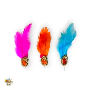 Feather Kalangi Pin Set of 3 –Mix Color for Mukut,Pagdi, Safa & Pagh