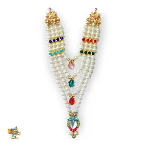 Laddu Gopal Moti Haar - White Pearl Mala In Big Size For Radha Krishna & All God Idols