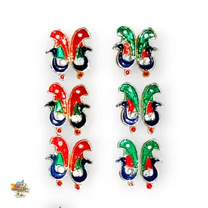 Meenakari Mayurakrit Kundal Set Of 6 Pairs for Laddu Gopal, Radha Krishna & Radha Ramangu Shringar