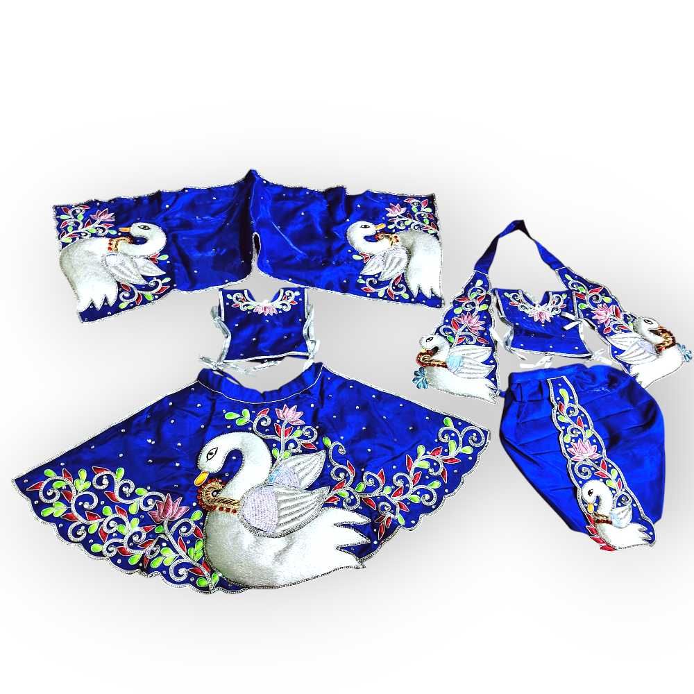 3D Swan Jardosi Poshak For Radha Krishna, Ram Sita Dress for Standing Idol Figure Festive Poshak - Image 2